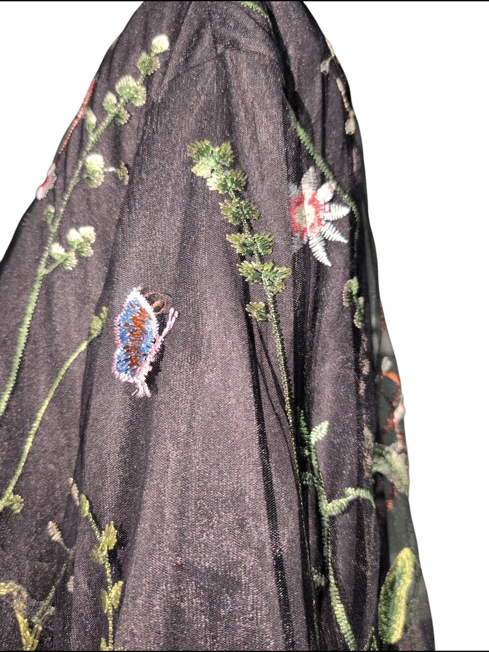 Nwt BloomChic Black V-Neck Tunic with Multicolor Floral Embroidery Sheer 22 24 - Picture 5 of 13